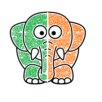 Groen-oranje olifant
